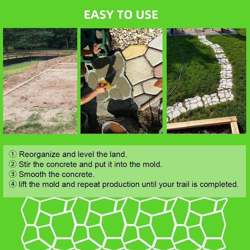 CJGQ Plus Size 19.6"x19.6"x1.7" Walk Maker Reusable Concrete Pathmate Stone Mold Stepping Stone Paver Lawn Patio Yard Garden DIY Path Maker Paving Moulds (Irregular) - Image 3